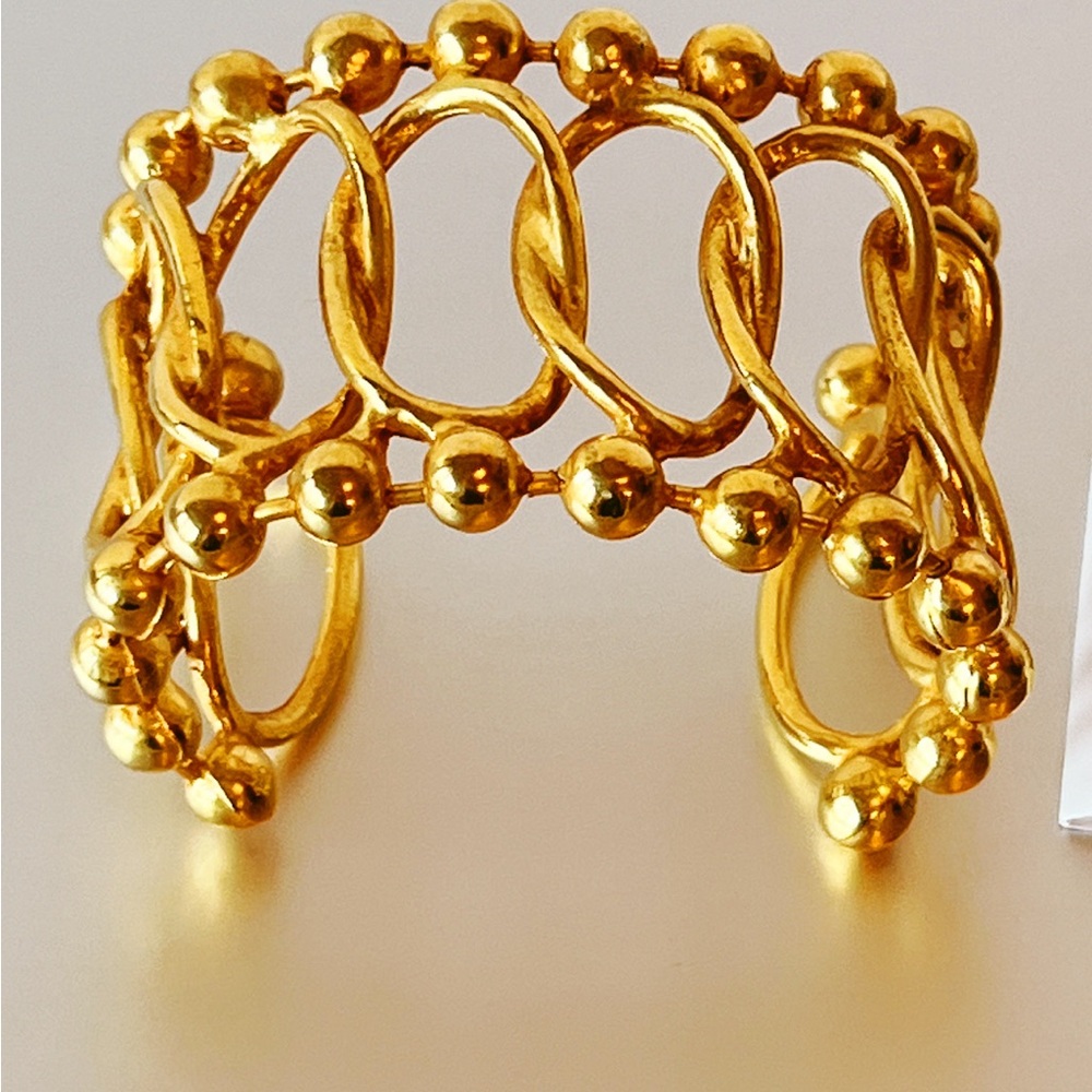 🔶NICKY BUTLER Fashion Gold Tone Wide Roman Chain Statement Cuff NEW NB